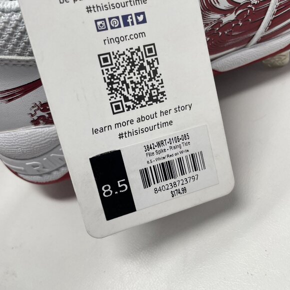 Ringor Flite Spikes Softball Metal‎ Cleats Womens 8.5 Rising Tide White Red New - Picture 9 of 9